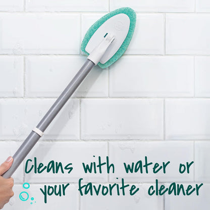 Scotch-Brite Extendable Tub & Tile Scrubber Kit - 1 Handle & 3 Non-Scratch Pads for Easy Cleaning