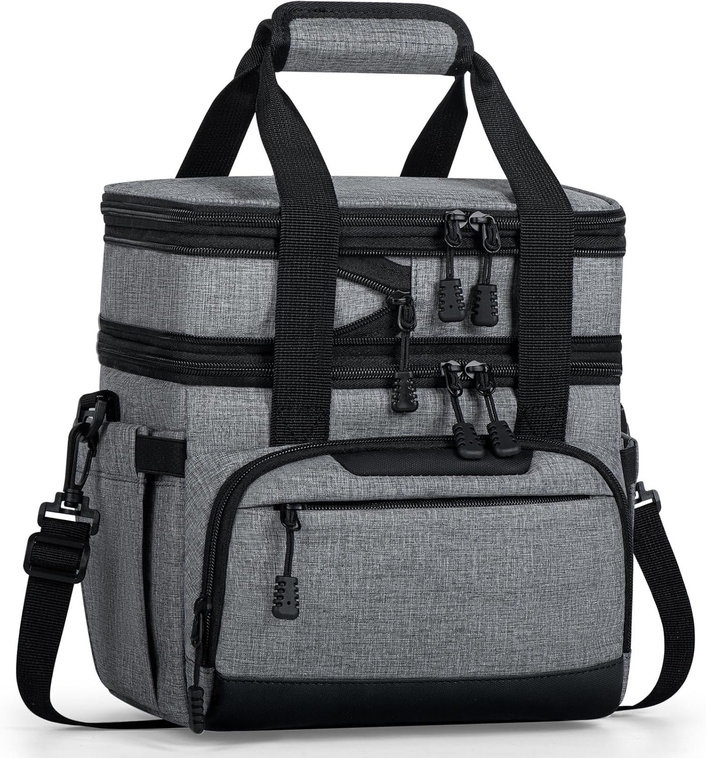 Skiennix Insulated Lunch Box - Dual-Compartment Cooler Bag for Adults | Expandable & Leakproof, Grey 24-Can (14L)
