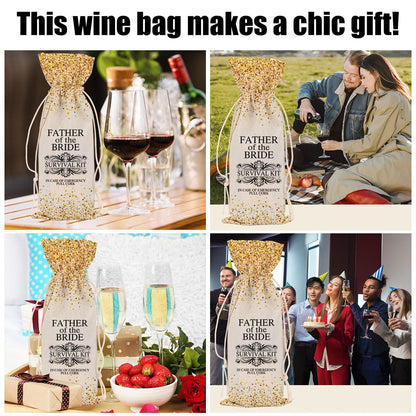 Father of the Bride Wedding Wine Bag Bridal Shower Gifts Bachelorette Gifts for Bride Fiance Gifts for Women Her Friend Lady Bestie Bachelorette Party Wine Bags