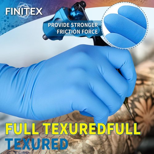 FINITEX Disposable Blue Nitrile Gloves - 6mil Heavy Duty, Latex-Free, 100PCS for Food Safety