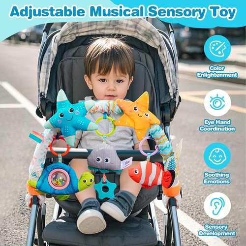 Jollybaby Musical Bassinet Mobile - Clip-On Toy with Music Box for Infants 0-12 Months | Starfish Design