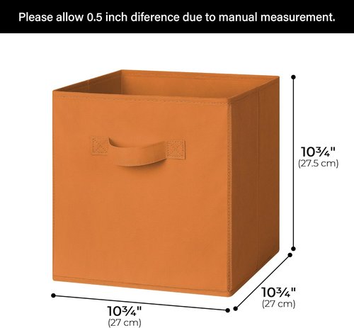 Granny Says 11-Inch Cube Storage Bins - Fabric Organizer with Handles | 6-Pack in Yellow & Orange
