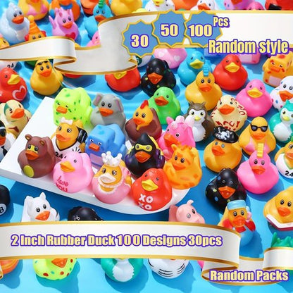LINICE Mini Rubber Ducks - 30 Pcs Assorted Bath Toys for Toddlers | Perfect Party Favors & Gifts