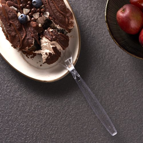 FULING Plastic Forks [300 Pack] Clear Heavyweight Disposable Fork Heavy Duty [Every 100 Packs, a Total of 3 Packs]