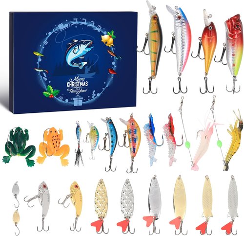 Fishing Advent Calendar 2025 - 24 Days of Premium Fishing Lures | Perfect Xmas Gift for Men & Teens
