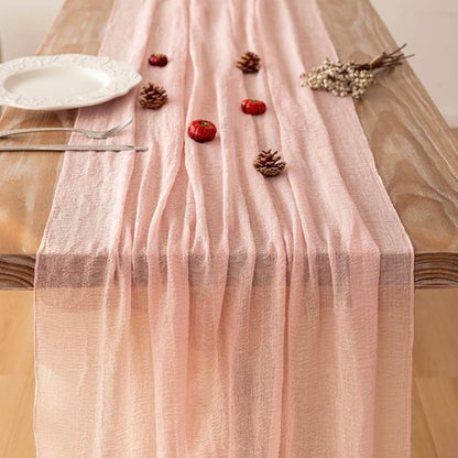 Keketoarrange Pink Cheesecloth Table Runner - 120 Inch Rustic Boho Decor for Weddings & Events