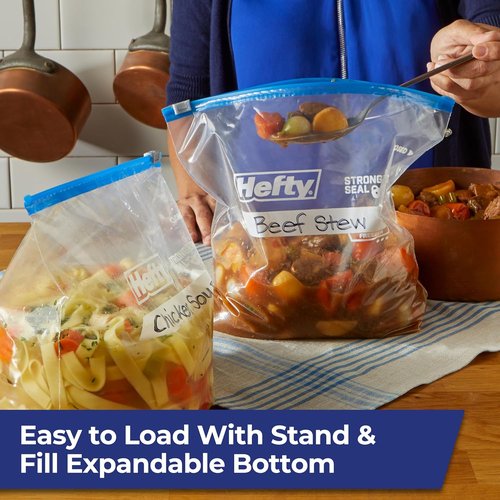 Hefty Slider Freezer Bags - Gallon Size, 56 Count | Durable Kitchen Storage Solution