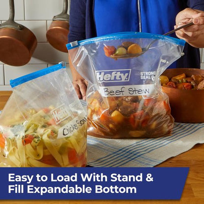 Hefty Slider Freezer Bags - Gallon Size, 56 Count | Durable Kitchen Storage Solution