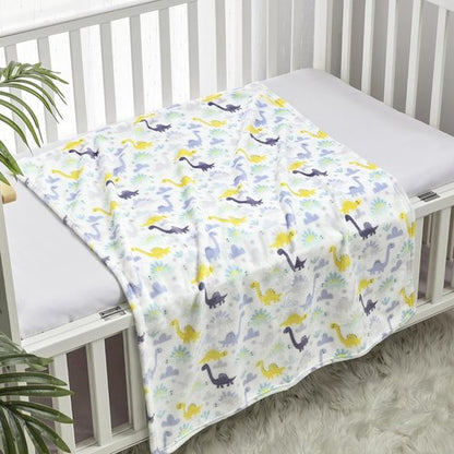 CREVENT Cozy Fluffy Warm Fleece Baby Crib Blanket - 30''x40'' Dinosaur Design for Infants & Toddlers