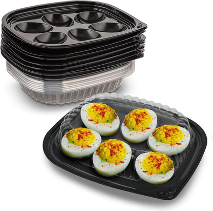 MT Products Clear Deviled Egg Containers - Durable Egg Platter Tray for 6 Eggs | Pack of 12, Made in USA