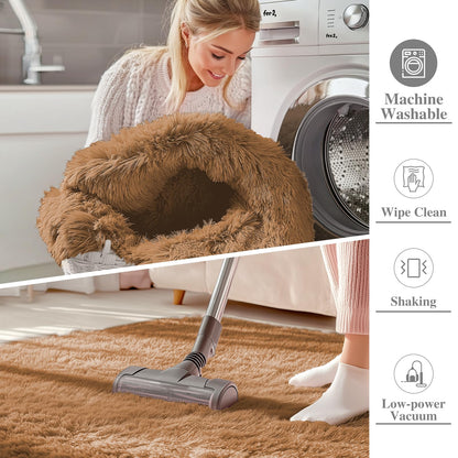 OLANLY Area Rugs for Living Room Bedroom, Machine Washable 4x5.9 ft Soft Fluffy Shaggy Bedside Rug, Indoor Floor Carpet for Kids Girls and Boys, Dorms, Nursery Rooms, Home Decor Aesthetic, Khaki