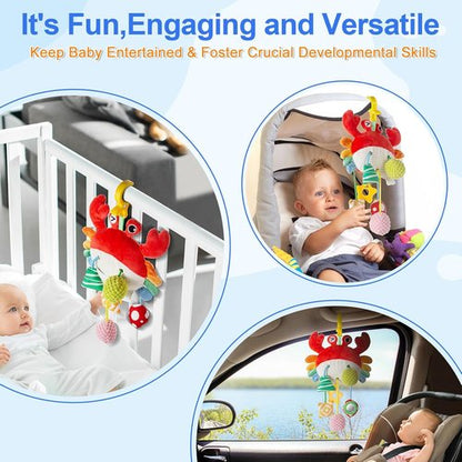 Lynncare Car Seat Toy - Engaging Stroller Toy with Clip, Rattle, Mirror & Bell for Infants 0-6 Months