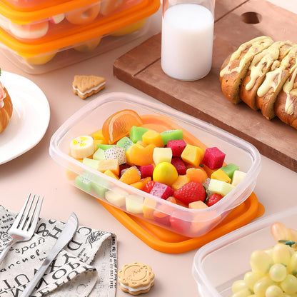 Qinyoung 18-Piece Plastic Food Storage Container Set - 33 Oz | Stackable, Microwave & Dishwasher Safe (Orange)