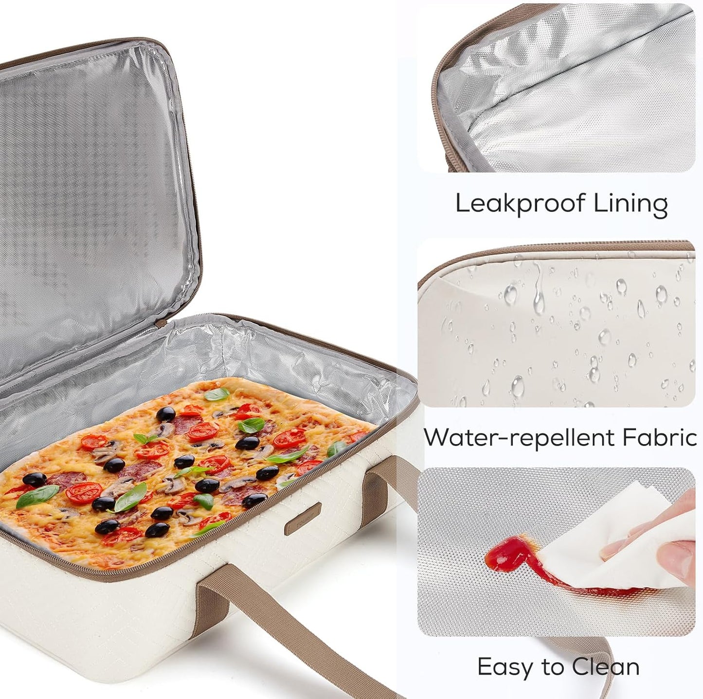 TOURIT Double Decker Insulated Casserole Carrier - Expandable Thermal Food Carrier for Picnics | Fits 9" x 13" Dishes