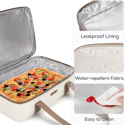 TOURIT Double Decker Insulated Casserole Carrier - Expandable Thermal Food Carrier for Picnics | Fits 9" x 13" Dishes