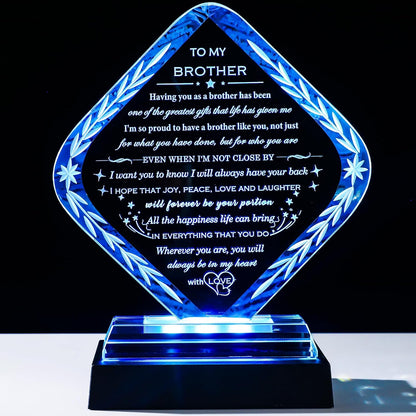 Skiennix Laser Engraved Crystal Keepsake - Meaningful Gifts for Brother | Unique Birthday & Holiday Present