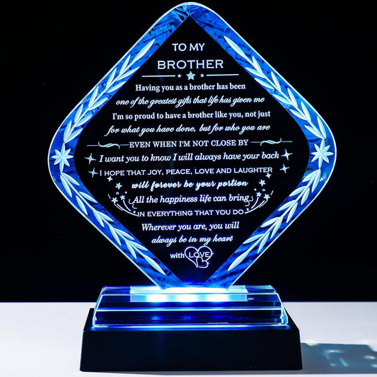 Skiennix Laser Engraved Crystal Keepsake - Meaningful Gifts for Brother | Unique Birthday & Holiday Present