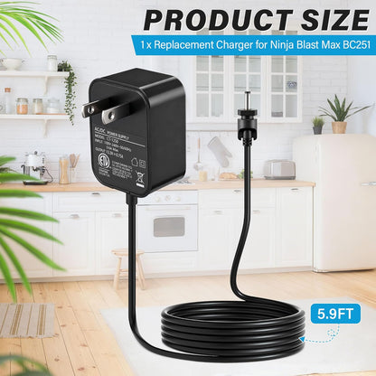 Ninja Replacement Charger - 13.3V 0.75A Power Adapter for Blast Max BC251 Blender | 5.9FT Cord