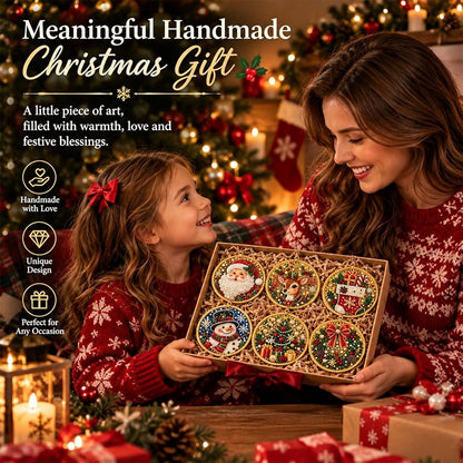 6Pcs Wooden Christmas Ornament DIY Pearl Diamond Art Kit Set