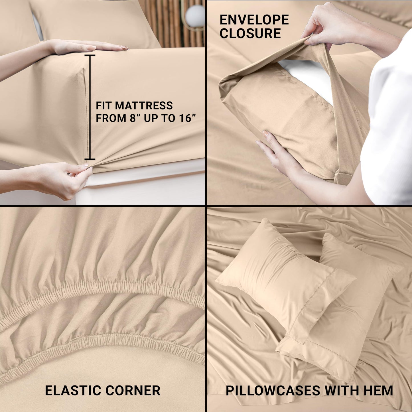 Utopia Bedding Twin Bed Sheets Set - Pack of 2 Sheet Sets - Perfect for Spa, Hotel, & Guest Bedroom - Brushed Microfiber - Shrinkage and Fade Resistant - Easy Care (Beige)