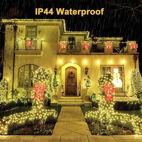 JMEXSUSS 360 LED Christmas Net Lights - Waterproof, Connectable 12ft x 5ft with Remote | Warm White Mesh Lights for Outdoor Decorations