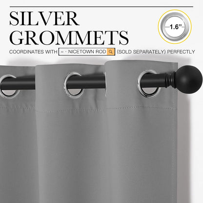 NICETOWN Thermal Insulated Blackout Curtains - Kids' Nursery Drapes, Silver Grey, 2 Panels (W42 x L68-Inch)
