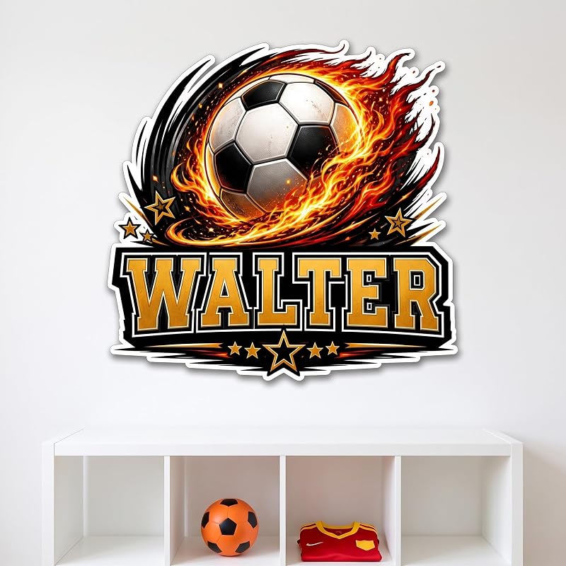 Personalized Soccer Wall Decal with Name - Style 1, Boys Room Football Wall Sticker