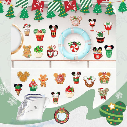 Mouse Christmas Cruise Door Magnets – 24 Pcs Gingerbread Ship Decorations