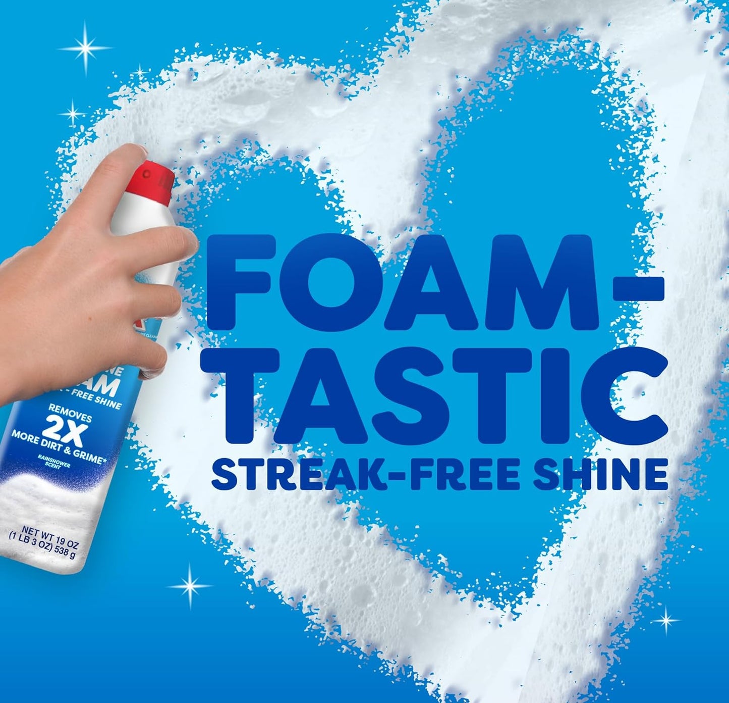 Windex Fast Shine Foam Glass Cleaner - Streak-Free Aerosol Spray for Windows & Mirrors | 19 oz