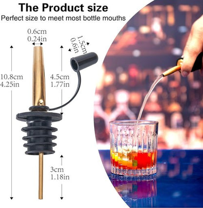 20 Pack Liquor Pourers Spouts for Liquor Bottles Gold Bar Pour Spouts Liquor Pourers with Dust Caps Bottle Pourers for Alcohol, Speed Pourers for Liquor Bottles with Stand(Gold)