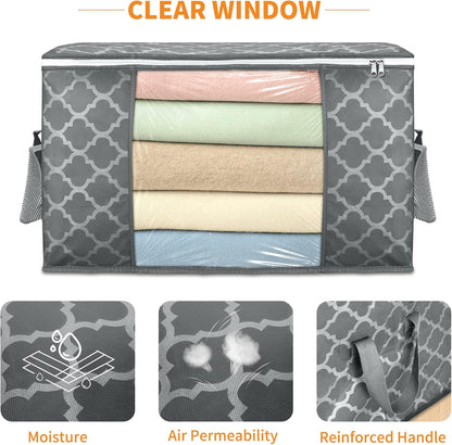 Skiennix 90L Large Storage Bags - Durable Closet Organizer for Clothes, Comforters & Toys | 6 Pack