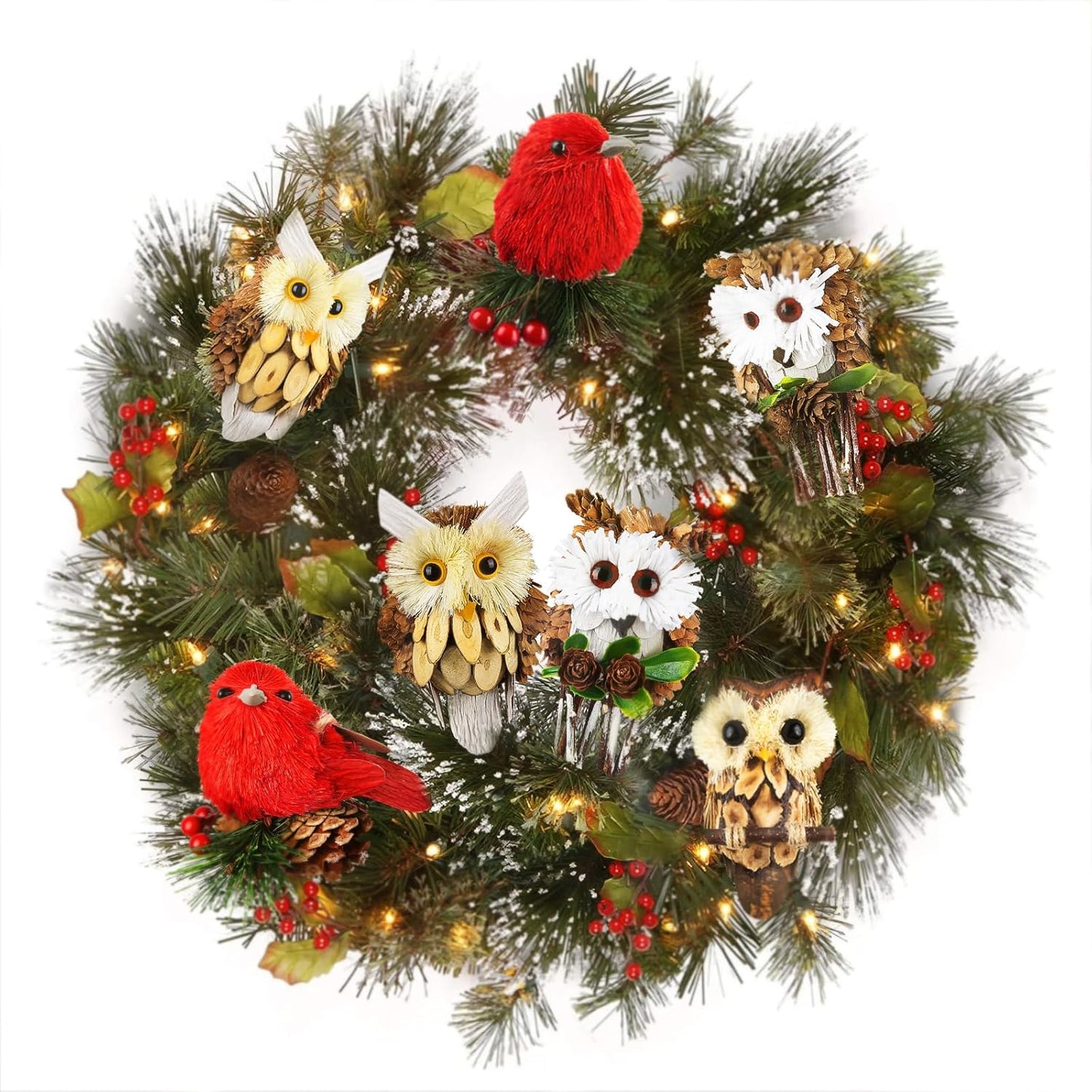 Woodland Christmas Ornaments by [Brand Name] - Handmade Owl Decorations for Rustic Trees | 4-Piece Set