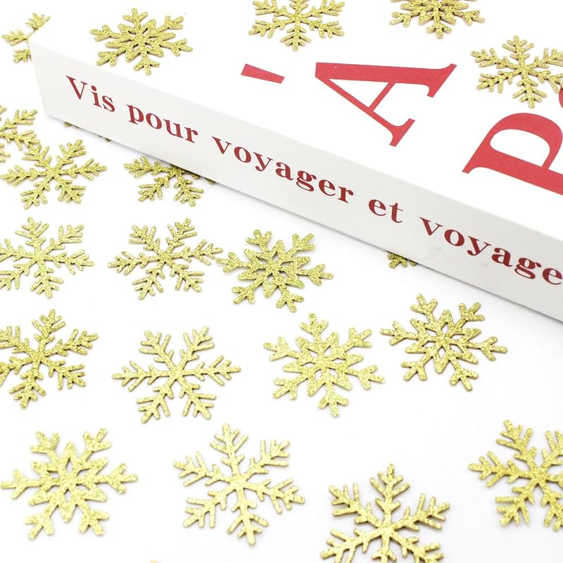 Gold Snowflake Confetti 100Pcs - Glitter Table Decor for Winter Holidays (Variation: Gold-snowflake)