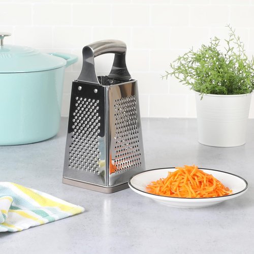 Martha Stewart Sprucedale 9.5-Inch Stainless Steel Box Grater - Versatile 4-Sided Kitchen Tool for Cheese & Food Prep