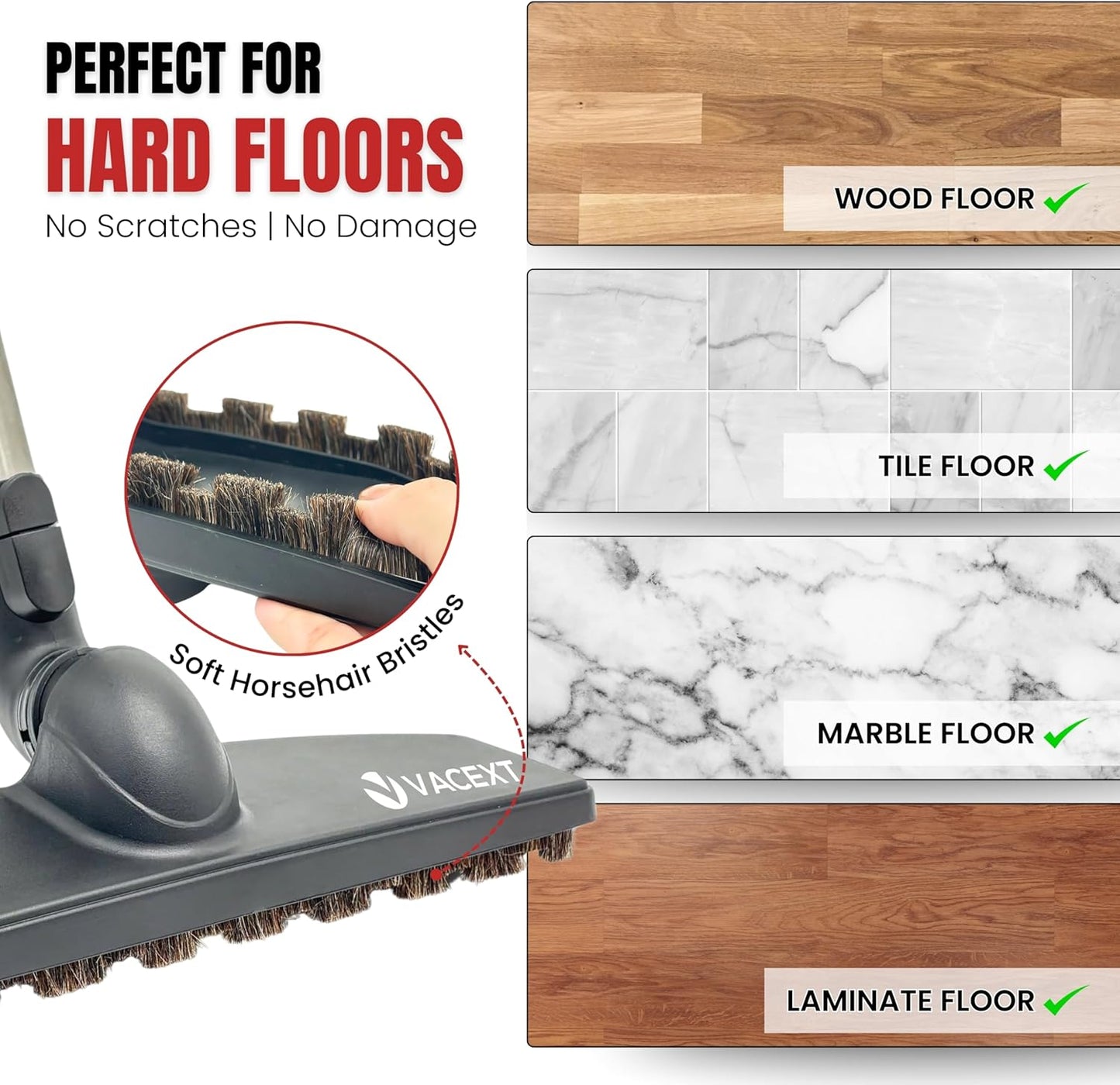 Miele Hardwood Floor Brush Head - 12” Parquet Twister with Soft Horsehair Bristles | 360° Swivel Vacuum Attachment for C1, C2, C3 Canister Vacuums