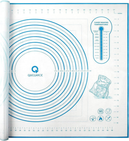 Skiennix Silicone Baking Mat - Non-Stick Pastry Mat with Measurements for Dough & Pizza | 24'' x 32'' Blue