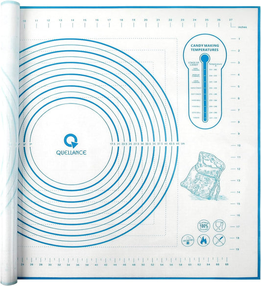Skiennix Silicone Baking Mat - Non-Stick Pastry Mat with Measurements for Dough & Pizza | 24'' x 32'' Blue