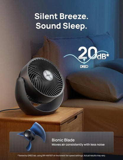 DREO 11-Inch Table Fan - Quiet Air Circulator with 60ft Strong Airflow & 120° Adjustable Tilt