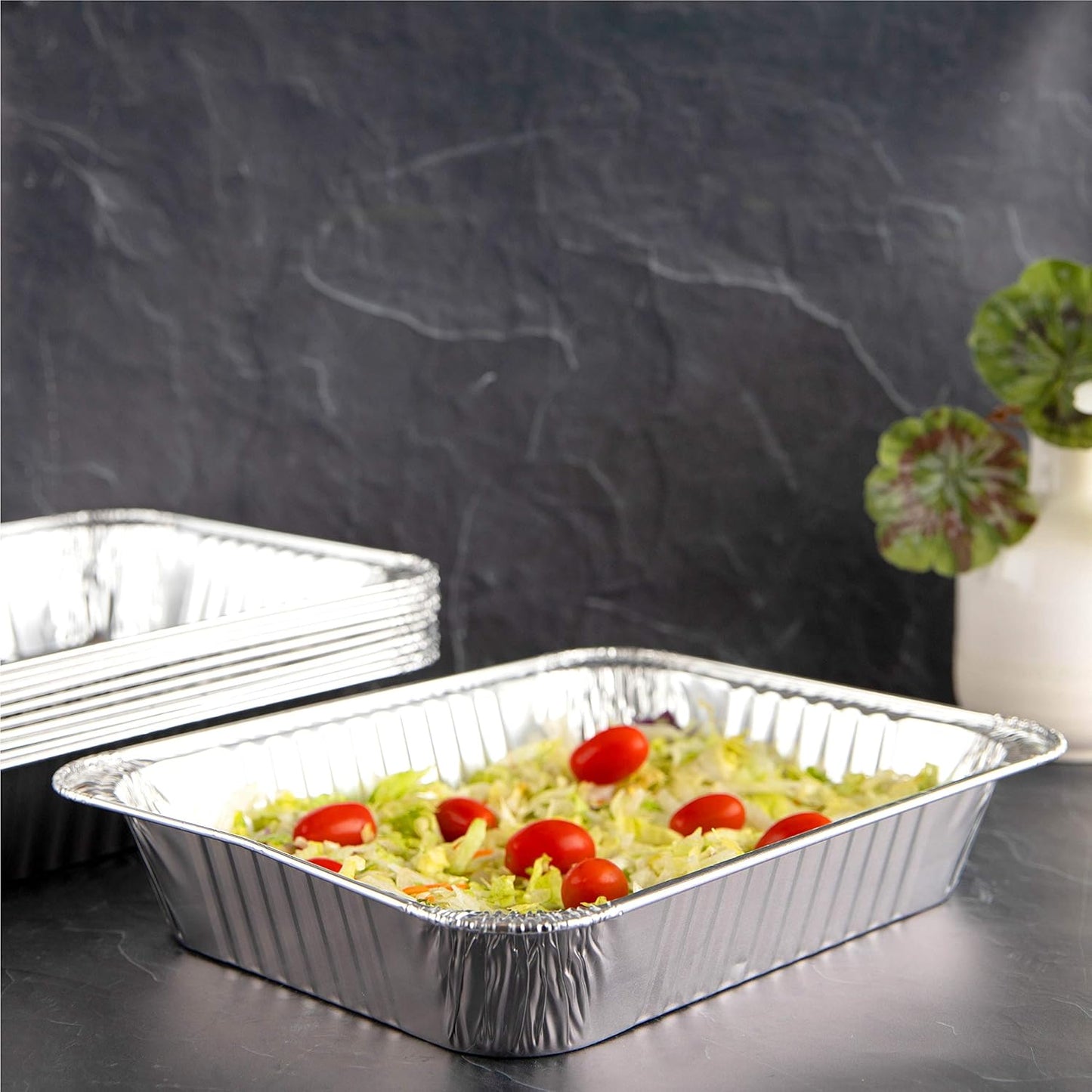 PLASTICPRO Disposable Aluminum Foil Pans - Half Size Deep Bakeware for Cakes, Meatloaf & Lasagna | Pack of 10