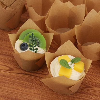 Regine Switzerland Tulip Muffin Liners - 600 Pcs Brown Cupcake Baking Cups for Parties & Holidays