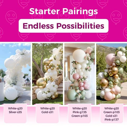 Bezente White Balloons Latex Party Balloons, 100 Pack 12 inch Round Helium Balloons for Valentines Day Wedding Birthday Engagement Bridal Shower Party Backdrop Decorations
