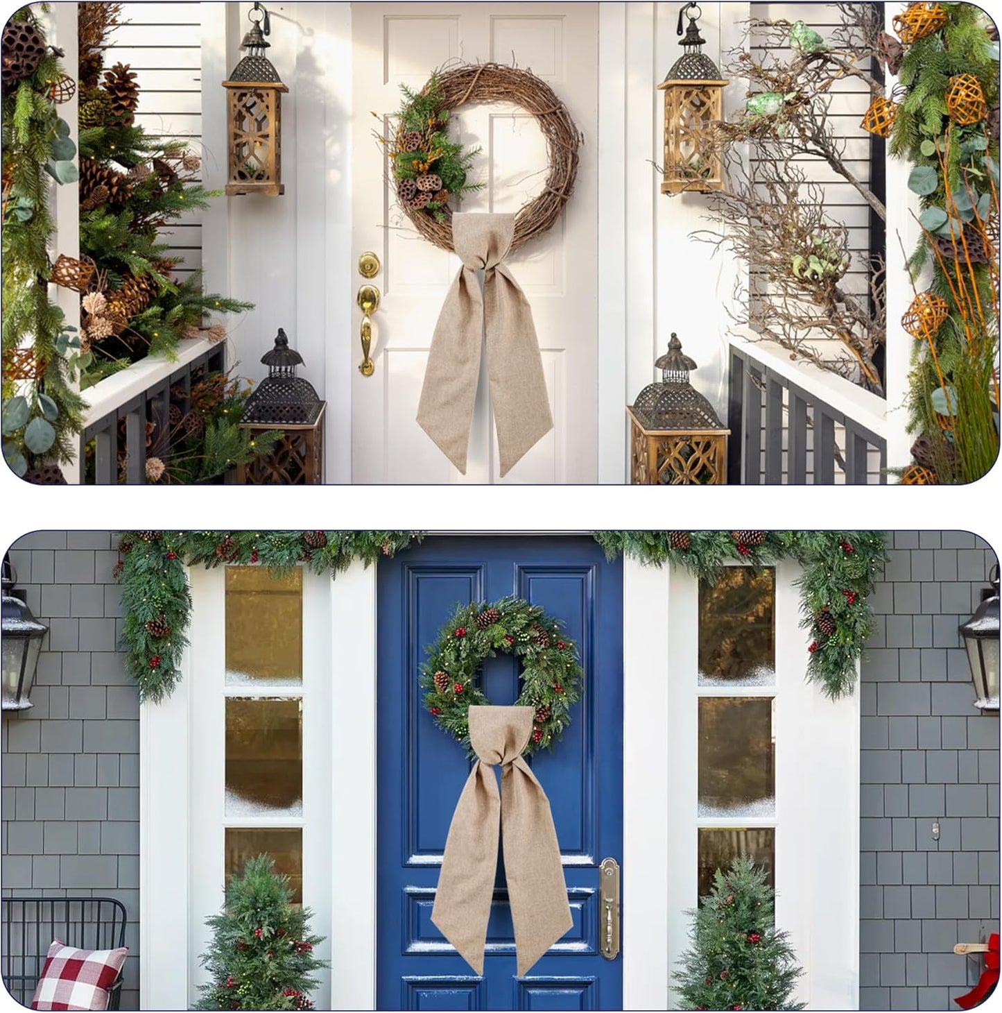 Burlap Wreath Sash - 2 Pack Blank Sashes for Monogram Embroidery | Front Door Decor 5'' L x 54'' W