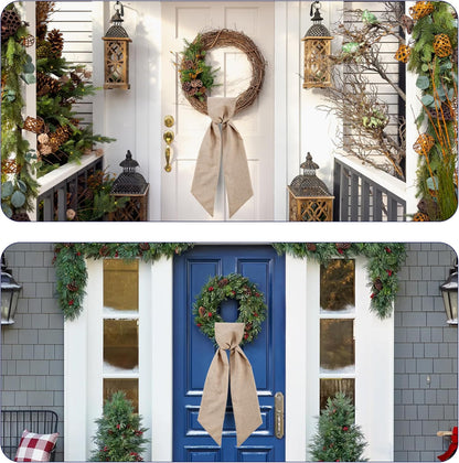 Burlap Wreath Sash - 2 Pack Blank Sashes for Monogram Embroidery | Front Door Decor 5'' L x 54'' W