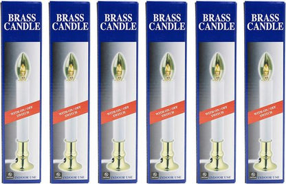 Creative Hobbies® Electric Window Candles - Pack of 6 with On/Off Switch & Brass Plated Base