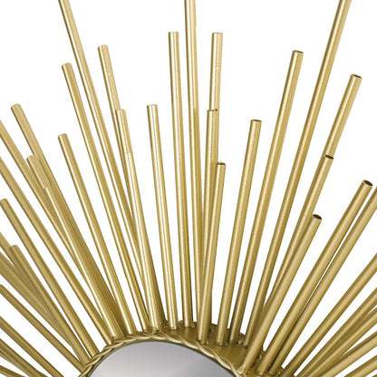 Sunburst Wall Mirror - Gold Iron Frame, 32.25"