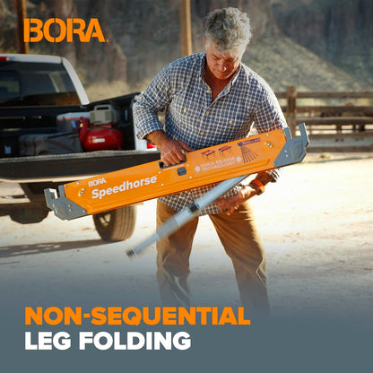Bora Portamate Speedhorse XT Sawhorse Pair - Heavy-Duty Adjustable 30-36 Inch Metal Top | Ideal for Contractors & Carpenters