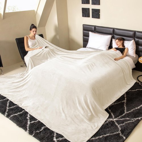 COOVA Oversized King Fleece Blanket 120x120 inches, Soft Cozy Warm Giant Extra Large 10'x10' Blanket for Bed, Sofa, Couch,Travel, Camping, California Huge Flannel Big Throw Blanket, Beige