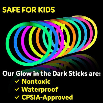 Glow Sticks Jewelry by Party Sticks - 300 Pack of Glow in the Dark Necklaces & Bracelets for All Ages