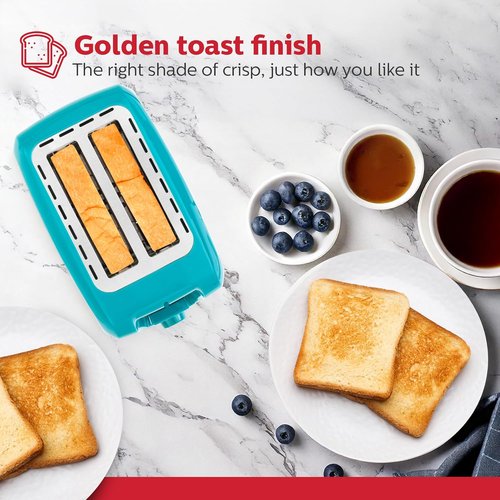 Holstein Housewares 2-Slice Toaster - Extra-Wide Slots, 7 Browning Settings, Compact Stainless Steel | Teal