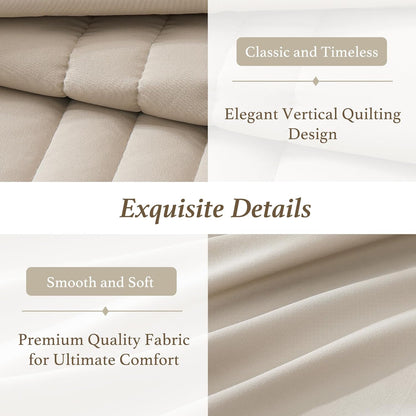 Monbix Queen Comforter Set - 7-Piece Beige Bedding Set | All-Season Comforter, Sheets & Pillowcases